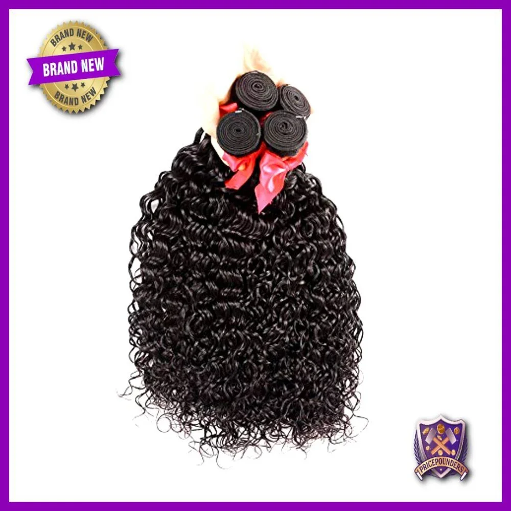 Brazilian Human Hair Extensions Water Wave Bundles with 4x4 Lace Closure